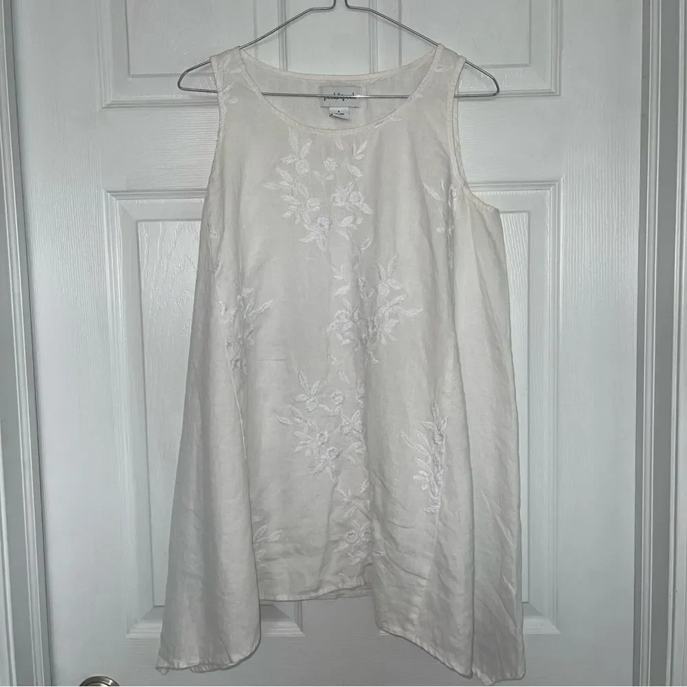 Peck & Peck Embroidered Linen Tunic Sz S Worn Twice